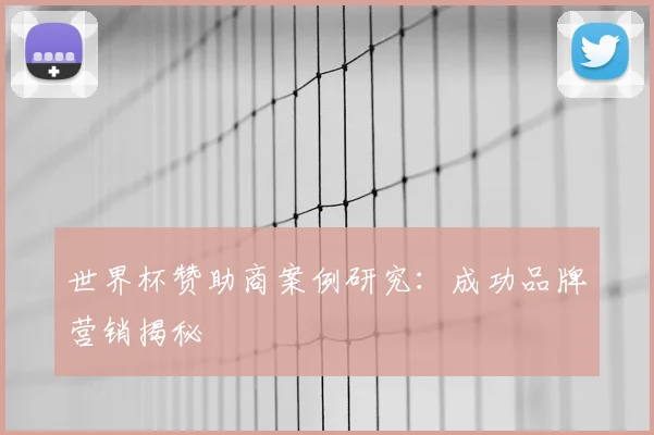 世界杯赞助商案例研究:成功品牌营销揭秘